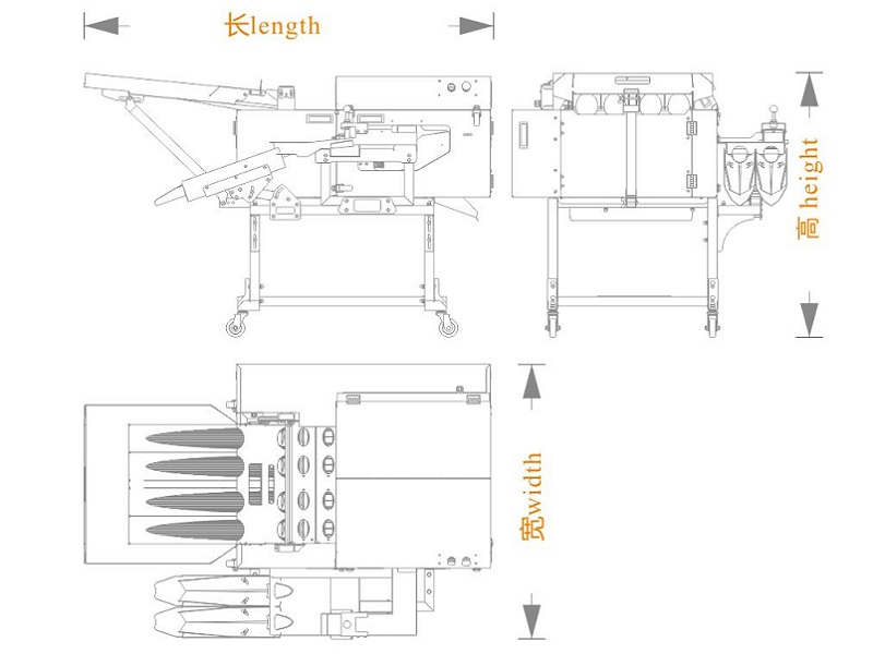 四排敲蛋機(jī)+雙槽分離（長寬高）尺寸圖