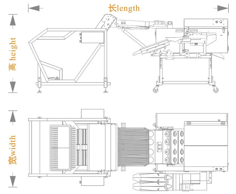 上蛋+四排敲蛋機(jī)組合生產(chǎn)線<長寬高>尺寸圖